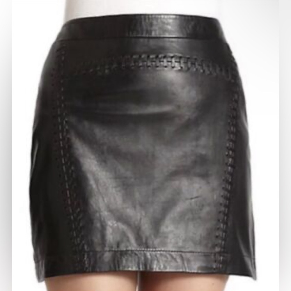 French connection genuine leather skirt